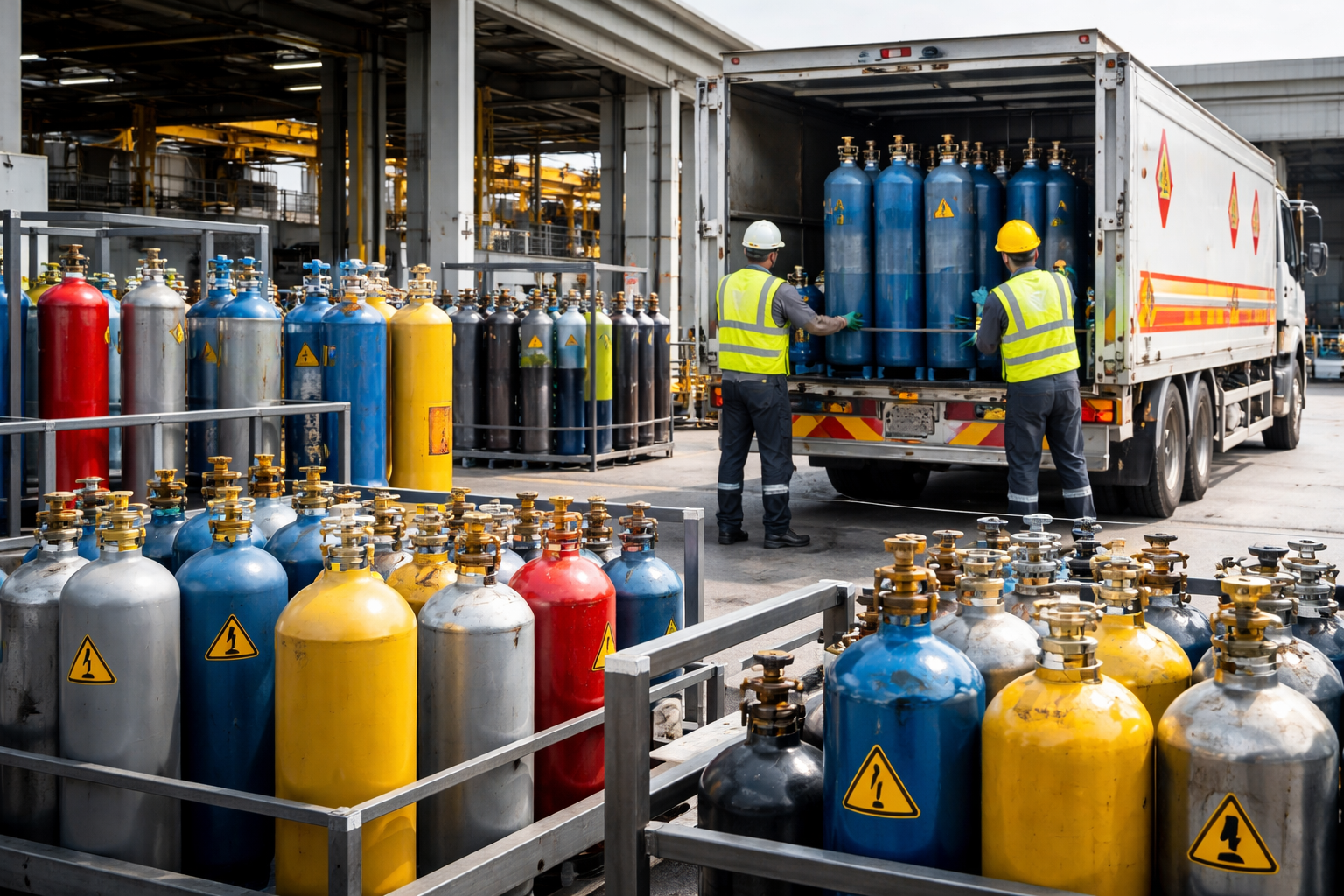 Control and safe handling of industrial gas cylinders